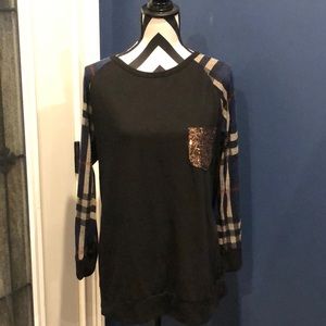 Women’s Plaid Sequin Pocket Tunic